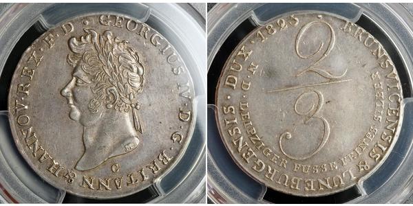 2/3 Талер Королівство Ганновер (1814 - 1866) Срібло Георг IV (1762-1830)