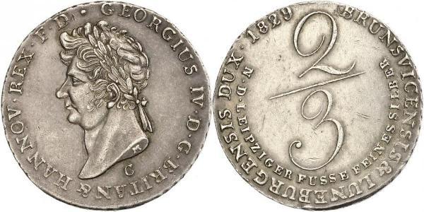 2/3 Талер Королівство Ганновер (1814 - 1866) Срібло Георг IV (1762-1830)