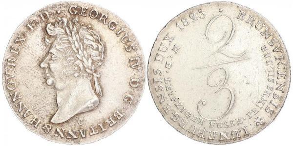 2/3 Талер Королівство Ганновер (1814 - 1866) Срібло Георг IV (1762-1830)
