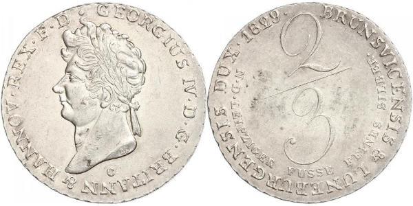 2/3 Талер Королівство Ганновер (1814 - 1866) Срібло Георг IV (1762-1830)