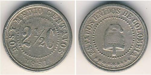 2.5 Centavo Estados Unidos de Colombia (1863 - 1886) Níquel/Cobre 