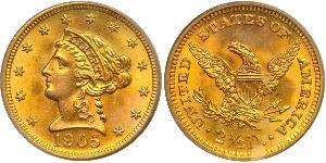 2.5 Dollar Vereinigten Staaten von Amerika (1776 - ) Gold 