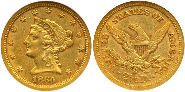 2.5 Dólar Estados Unidos de América (1776 - ) Oro 