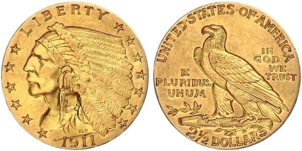 2.5 Dólar Estados Unidos de América (1776 - ) Oro 