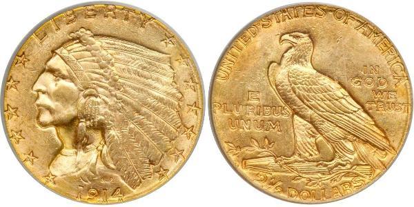 2.5 Dólar Estados Unidos de América (1776 - ) Oro 