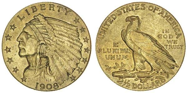 2.5 Dólar Estados Unidos de América (1776 - ) Oro 