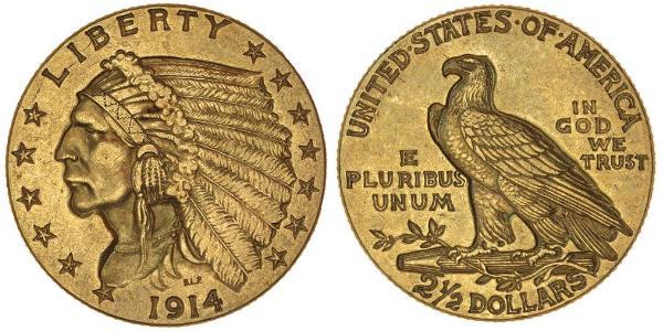 2.5 Dólar Estados Unidos de América (1776 - ) Oro 