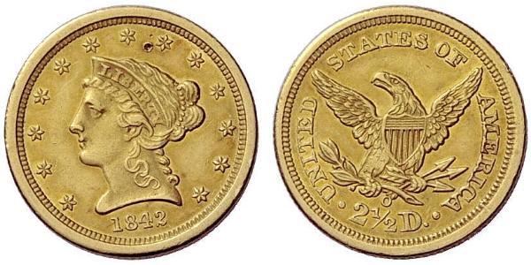 2.5 Dólar Estados Unidos de América (1776 - ) Oro 