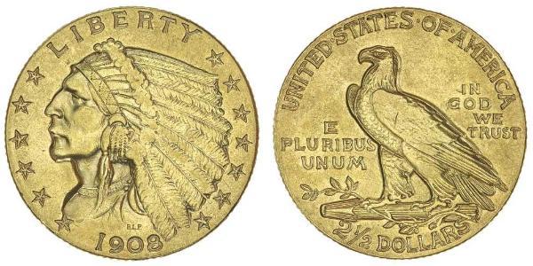 2.5 Dólar Estados Unidos de América (1776 - ) Oro 