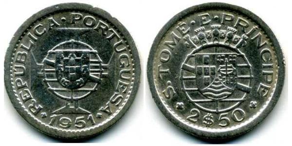 2,5 Escudo São Tomé and Príncipe (1469 - 1975) Copper/Nickel 