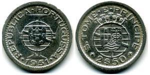 2,5 Escudo São Tomé e Príncipe (1469 - 1975) Rame/Nichel 