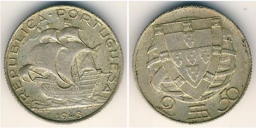 2,5 Escudo Second Portuguese Republic (1933 - 1974) 銀 
