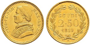 2.5 Scudo Kirchenstaat (752-1870) Gold Pius IX (1792- 1878)