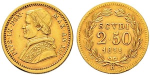 2.5 Scudo Kirchenstaat (752-1870) Gold Pius IX (1792- 1878)