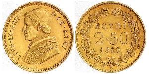 2.5 Scudo États pontificaux (752-1870) Or Pie IX (1792- 1878)