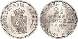 2.5 Silbergroschen Anhalt-Bernbourg (1603 - 1863) Argent Alexandre-Charles d