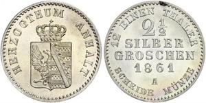 2.5 Silbergroschen Anhalt-Bernbourg (1603 - 1863) Argent Alexandre-Charles d