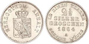 2.5 Silbergroschen Anhalt-Bernbourg (1603 - 1863) Argent Alexandre-Charles d