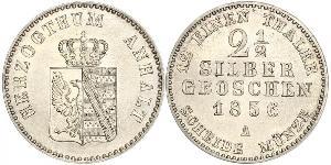 2.5 Silbergroschen Anhalt-Bernburg (1603 - 1863) 銀 Alexander Karl, Duke of Anhalt-Bernburg (1805 – 1863)