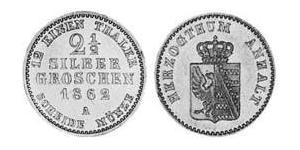 2.5 Silbergroschen Anhalt-Bernburg (1603 - 1863) 銀 Alexander Karl, Duke of Anhalt-Bernburg (1805 – 1863)
