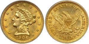 2.5 Долар США (1776 - ) Золото 