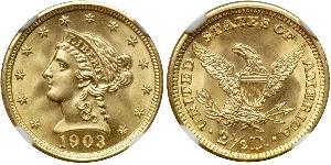 2.5 Долар США (1776 - ) Золото 