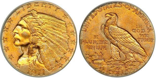 2.5 Долар США (1776 - ) Золото 