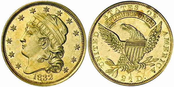 2.5 Доллар США (1776 - ) Золото 