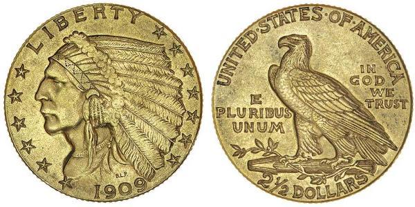 2.5 Доллар США (1776 - ) Золото 