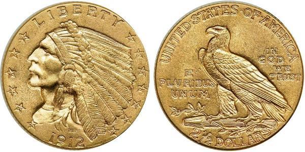 2.5 Доллар США (1776 - ) Золото 
