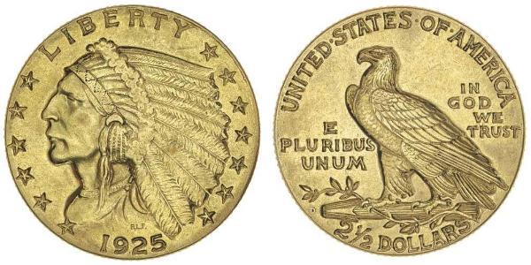 2.5 Доллар США (1776 - ) Золото 