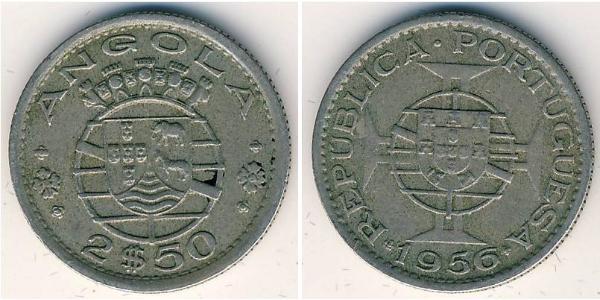 2,5 Ескудо  Portuguese Angola (1575-1975) Нікель/Мідь 