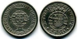 2,5 Ескудо Сан-Томе і Принсіпі (1469 - 1975) Нікель/Мідь 