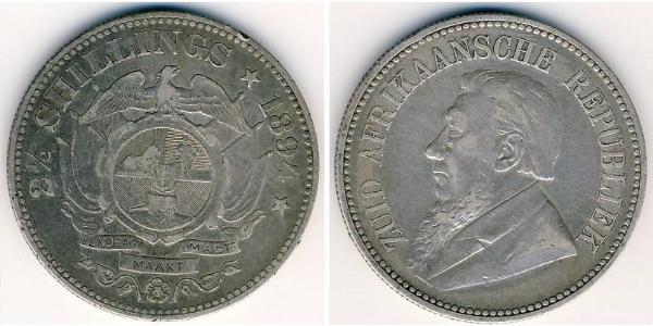 2.5 Шиллинг Южно-Африканская Республика Серебро Крюгер, Пауль (1825 - 1904)