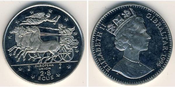 2,8 Ecu Gibraltar 銅/镍 伊丽莎白二世 (1926-2022)