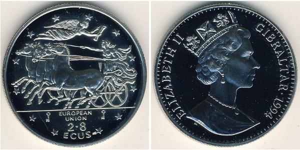 2,8 Ecu Gibraltar 銅/镍 伊丽莎白二世 (1926-2022)