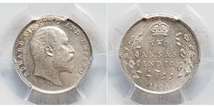 2 Anna Raj britannique (1858-1947) Argent Édouard VII (1841-1910)