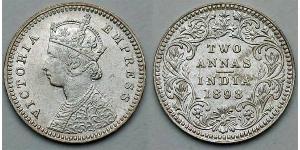 2 Anna Raj britannique (1858-1947) Argent Victoria (1819 - 1901)