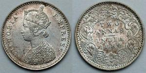 2 Anna Raj britannique (1858-1947) Argent Victoria (1819 - 1901)