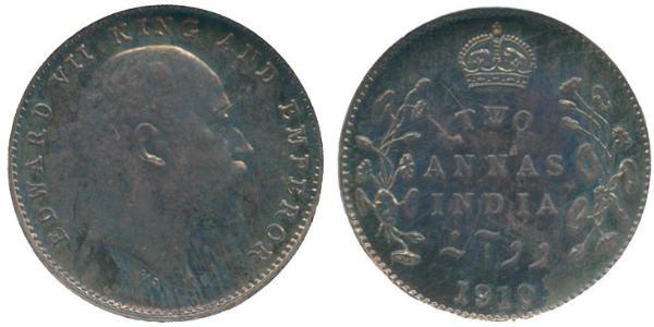 2 Anna Raj Britannico (1858-1947) Argento Edoardo VII (1841-1910)