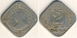 2 Anna Britisch-Indien (1858-1947) Kupfer/Nickel George V (1865-1936)