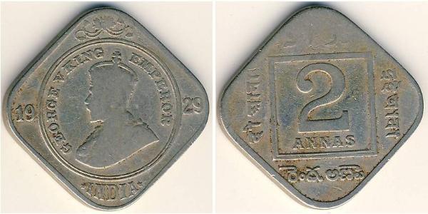 2 Anna Britisch-Indien (1858-1947) Kupfer/Nickel George V (1865-1936)
