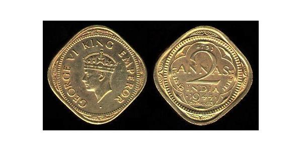 2 Anna India (1950 - ) Níquel/Cobre Jorge VI (1895-1952)