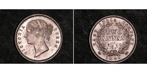 2 Anna Compañía Británica de las Indias Orientales (1757-1858) / India Plata Victoria (1819 - 1901)