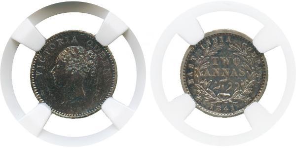 2 Anna Compañía Británica de las Indias Orientales (1757-1858) / India Plata Victoria (1819 - 1901)