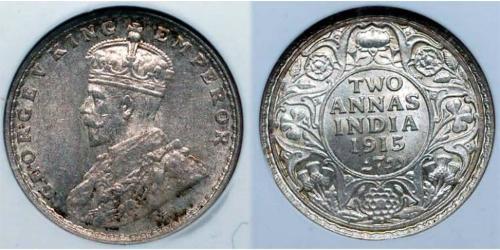2 Anna 英属印度 (1858 - 1947)  乔治五世  (1865-1936)