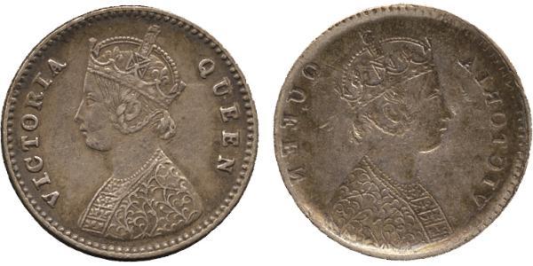 2 Anna 英属印度 (1858 - 1947) 銀 维多利亚 (英国君主)