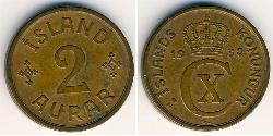 2 Aurar Islande Bronze 