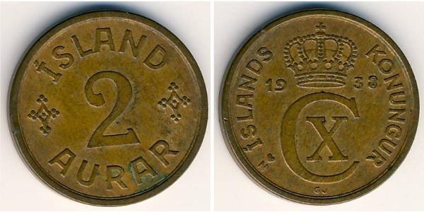 2 Aurar Islande Bronze 