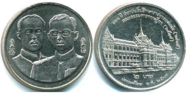 2 Baht Thailandia Rame/Nichel 